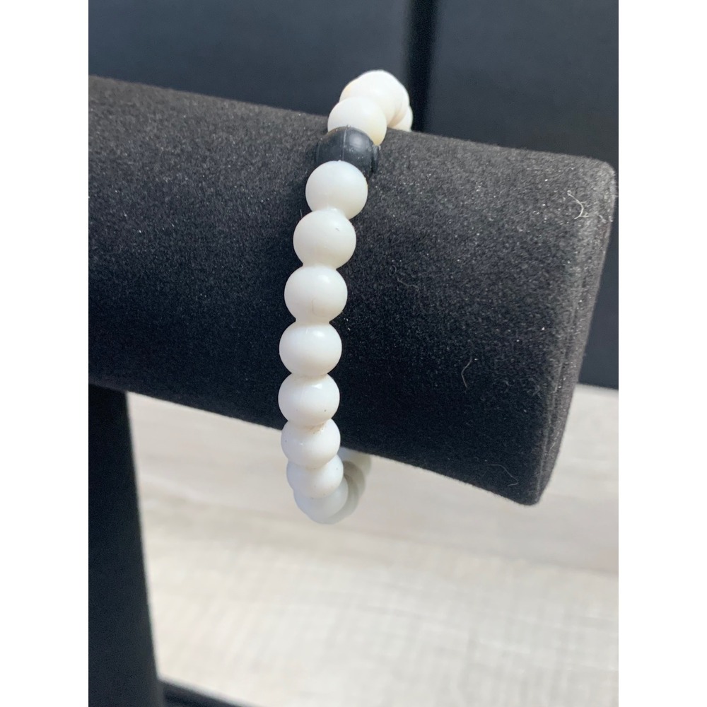 Lokai White Silicone Beaded Balance Bracelet Small 6 Inch